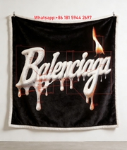 Balenciaga Dripping Flame Logo Flannel Throw Blanket for Sofa Couch Wall Decor BA114